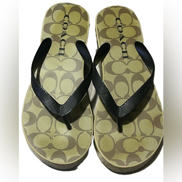 Coach Signature Black and Tan Sandals, Size 10B - Picture 9 of 10